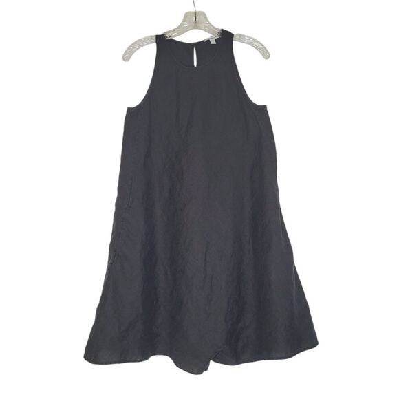 James Perse Black Linen Halter Trapeze Romper with Pockets, Size 2, Resortwear - Picture 1 of 10